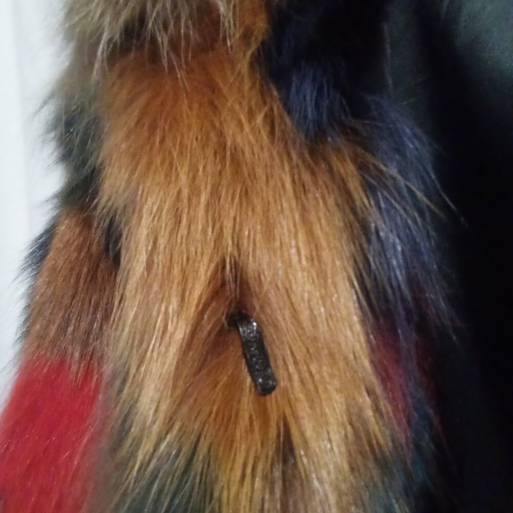 Fox fur colorful jacket and Matching Gloves - Picture 4 of 8